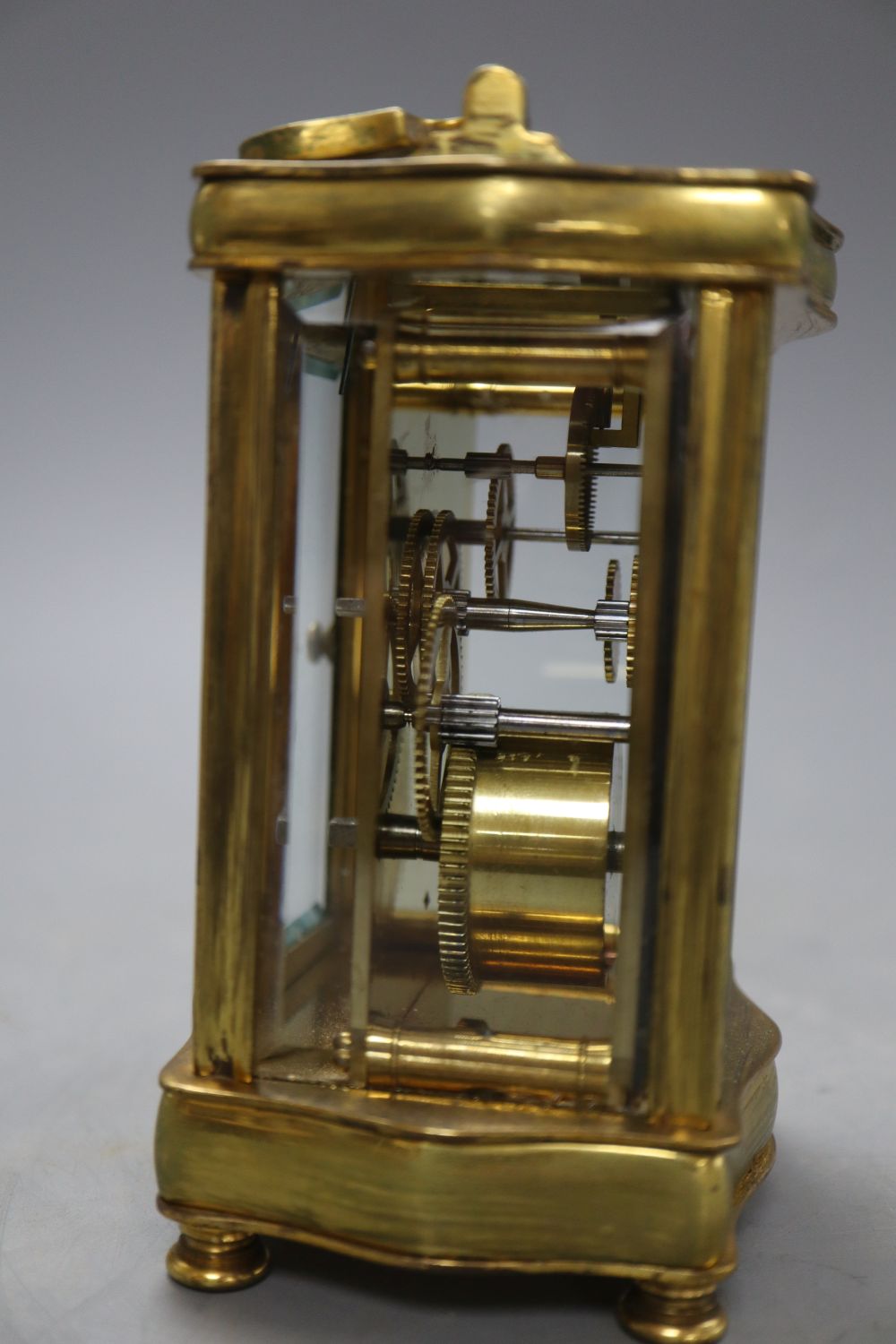 A brass carriage clock